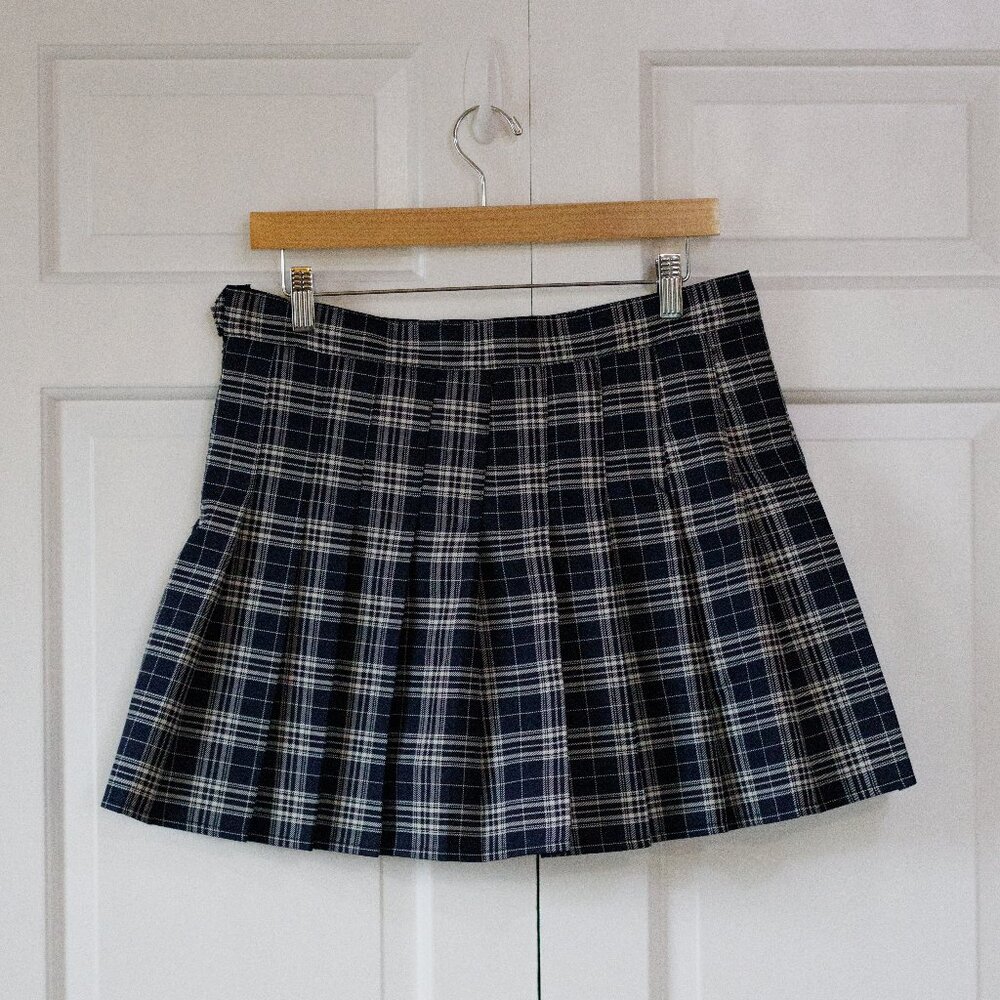Blue Plaid Mini Skirt With Built in Shorts